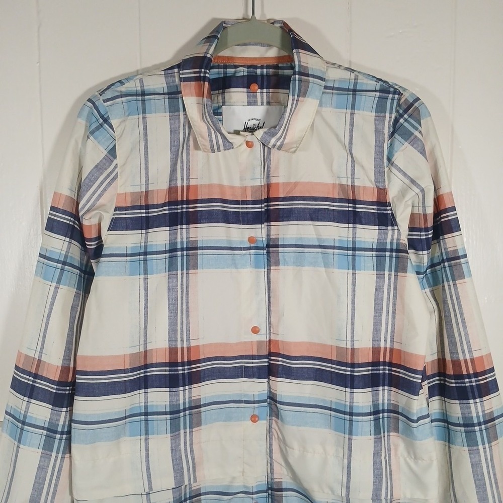 Herschel Supply Co Jacket Packable Snap Windbreaker Shacket Men's Small Plaid LS - Picture 10 of 10